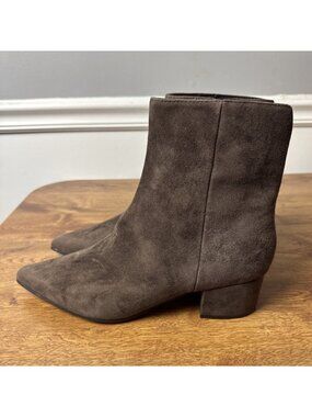 Nine West Maribu Ankle Booties Size 8.5 Brown Suede Pointed Toe Zip